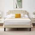 thumbnail image 2 of VECELO Full Size Upholstered Bed Frame, Height Adjustable Nailhead Trim Headboard, Easy Assembly/No Box Spring Required, Beige, 2 of 6