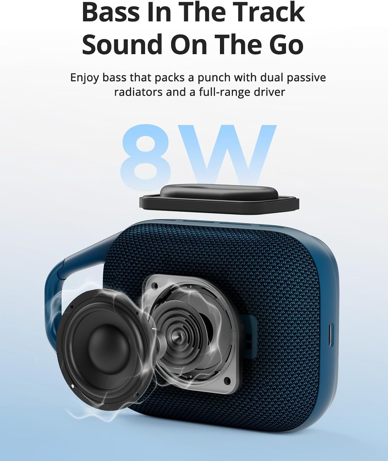 Tronsmart Mirtune H1 Portable Bluetooth Speaker, Big Audio and Punchy Bass, Integrated Carabiner, IPX7 Waterproof, 20H Playtime - Black