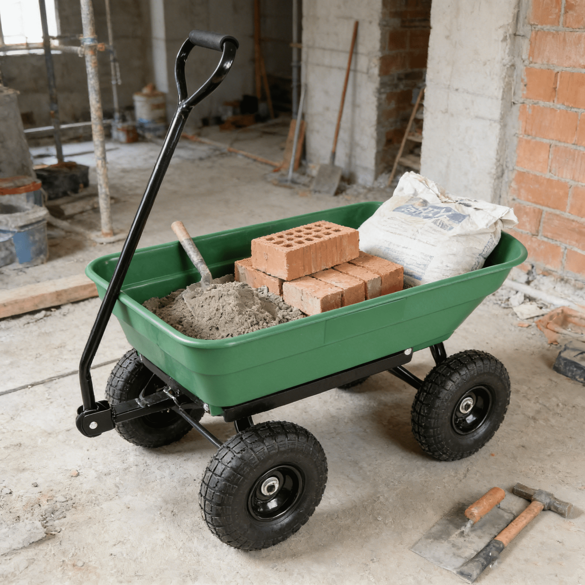 Folding Garden Carts Folding car Poly Garden dump truck with steel frame, 10 inches. Pneumatic tire, 300 lb capacity body 55L Green,Outdoor Garden Carts