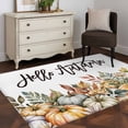 thumbnail image 4 of Thanksgiving Area Rug 3x5 Washable Rug Non Slip Vintage Orange Green Pumpkin Autumn Daisy Large Area Rug Indoor Floor Carpet for Entryway Bedroom Kitchen Living Room Home Office Dining Room Nursery, 4 of 8