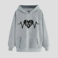 thumbnail image 2 of Sweatshirts for Women Oversized Graphic Hoodies Funny Heart Print Pullover Top Fleece Sweatshirt with Pocket, 2 of 3