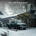 thumbnail image 3 of Alpha Joy 12' x 20' Heavy Duty Metal Carport with Galvanized Steel Roof & Frame Multi-Purpose Hardtop Storage Shelter for Car, Boats, 3 of 8