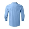 thumbnail image 4 of LODIENY Button Down Linen Shirts for Men Lightweight Casual Long Sleeve Regular Fit Cotton Beach Vacation Tees Shirt Tops Light Blue S, 4 of 5
