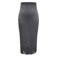 thumbnail image 4 of QHFBli Women's Fringe Trim Suede Skirt High Waisted Pencil Dressy Fall Winter Midi Long Skirt, 4 of 6