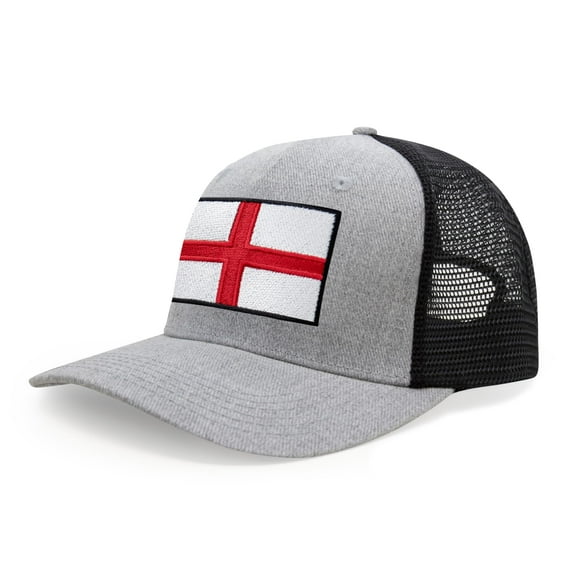 International Tie England - St. George Flag Hat for Men and Women, Adjustable Snapback Trucker Baseball Cap (Grey Black)