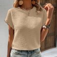 thumbnail image 5 of Stichou Womens 2026 Summer Outfit Short Sleeve Tops Round Neck Ruffle Casual Summer Textured Work T Shirts Tee Blouse Khaki 2XL, 5 of 6