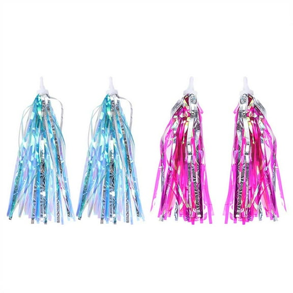 MLINS Kids Tassel Ribbon Handlebar Streamers for Bikes Tricycles with PVC Plastic Material Pink 4Pcs