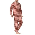 thumbnail image 2 of Uemuo Red and Brown Squares Pattern 2-Piece Loungewear Set - Men’s Soft Sleepwear, Cozy Winter PJs, Comfy Sleep Set-XX-Large, 2 of 7