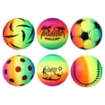 thumbnail image 1 of KAKOWELY 6 pelotas de arcoíris inflables de verano para piscina, pelotas de playa coloridas para niños, 1 of 4