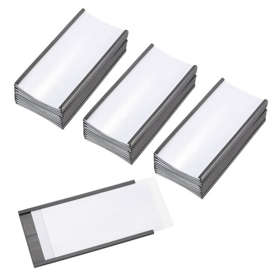 Uxcell Magnetic Label Holder 4" x 2" with Paper Inserts C Channel Magnetic File Labels Shelf Signs 50 Pcs