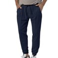 thumbnail image 2 of UKAP Men Sweatpants Elastic Waist Pants Drawstring Trousers Loose Summer Bottoms Navy Blue XL, 2 of 4