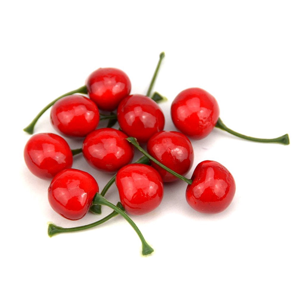 TPZORJX 20 Pcs Cerises Artificielles Réalistes - Décoration Fruit Faux Cerise Pour Table, Bol Et Fêtes