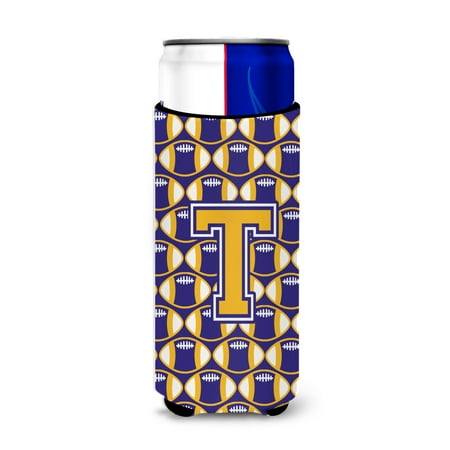 

Carolines Treasures CJ1064-TMUK Letter T Football Purple and Gold Ultra Beverage Insulators for slim cans Slim Can