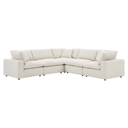 Modular Sectional Sofa Couch, Ivory White, Fabric, Living Kitchen Cafe Bistro Hospitality Restaurant, Modern Contemporary HB34775
