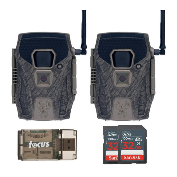Wildgame Innovations Terra XT 2.0 24MP Cellular Camera with 720p Video (Gray, 2-Pack) Bundle with 2 x 32GB Memory Card and Card Reader (5 Items)