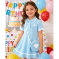 thumbnail image 4 of Lanbubble Toddler Girls Sporty Tennis Dress With Bag Short Sleeve Casual Polo Dress Blue Outfit For Girls 3-7 Years, 4 of 9