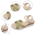 thumbnail image 7 of Espadrilles for Women Straw Braided Strappy Wedge Sandals Casual Summer Beach Shoes Open Toe Ankle Strap Platform Wedges Green Size 9, 7 of 7