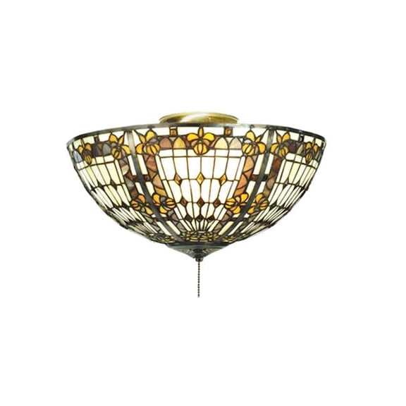 Meyda Tiffany 95271 Fleur-De-Lis Flush Mount Light Fixture, 16" Width