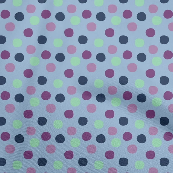 oneOone Cotton Poplin Dusty Blue Fabric Dot Sewing Material Print Fabric By The Yard 42 Inch Wide