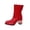 Red, variant on Womens Ankle Boots Transparent Heel Side Zipper Chunky High Heel Glossy Surface Leather Booties