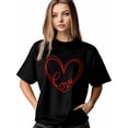 thumbnail image 1 of Camiseta de mujer con texto "Amor abstracto", manga corta, informal, cuello redondo, para San Valentín, 1 of 8