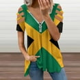 thumbnail image 2 of Jamaica Womens Summer V Neck Zipper Top Short Sleeve T Shirt Off Shoulder Top Casual Classy Loose Shirts, 2 of 7