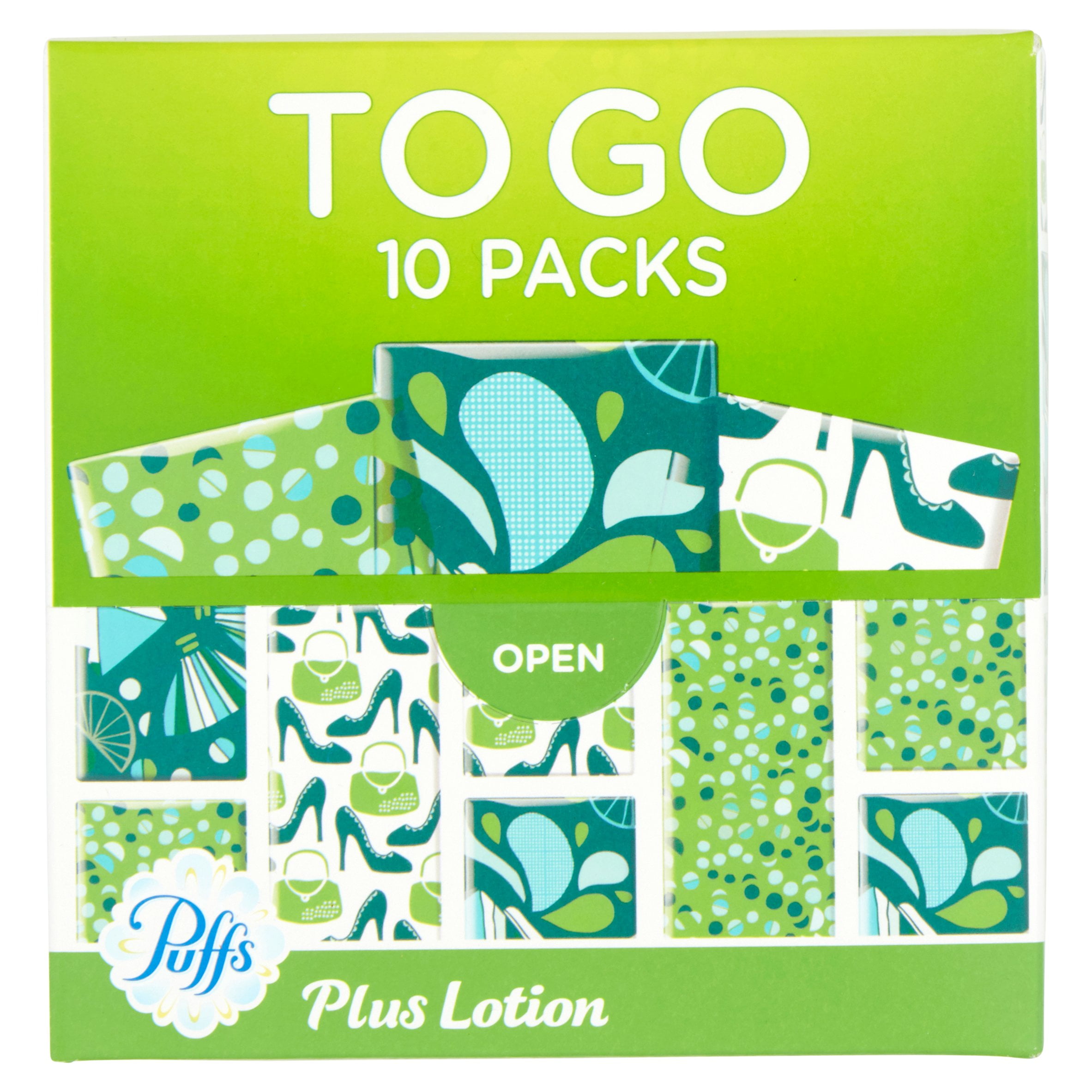 Puffs Plus Lotion Facial Tissues, 10 To Go Packs, 10 Tissues per Pack