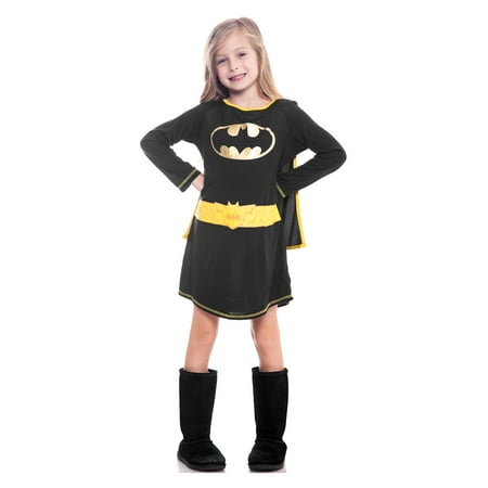 Batgirl Girls Costume Nightgown with Cape Black Large