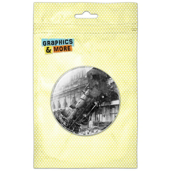 Train Locomotive Wreck Building Montparnasse Pinback Button Pin Badge
