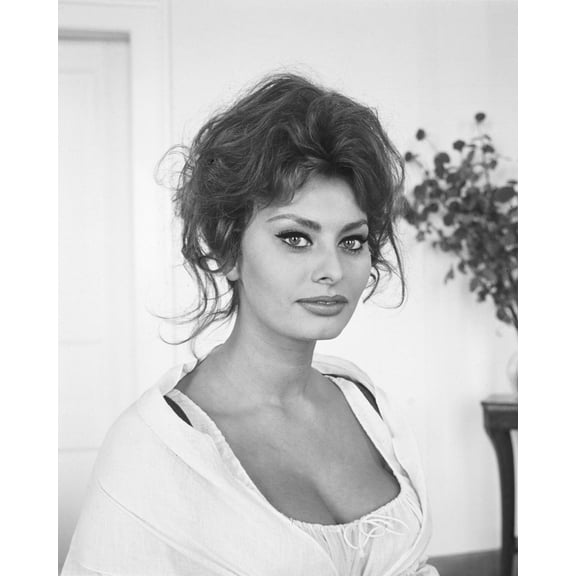 Sophia Loren 24x36 Classic Hollywood Poster Beautiful In White Glamour Outfit