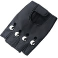 thumbnail image 3 of Guantes de cuero desechables con medio dedo y diseño de rayo punk para adultos y niños con remaches, 3 of 6