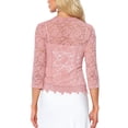 thumbnail image 3 of Inspire Chic Cárdigan de Encaje Floral para Mujeres con Mangas 3/4 y Un Botón Color Rosa Talla L, 3 of 6