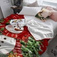 thumbnail image 3 of Winter Snowman Throw Flannel Blanket 40x60In Merry Christmas Xmas Tree Elk Red Wood Grain Super Soft Cozy Bed Blanket, Lightweight Plush Fuzzy Bed Throw for Bedroom Sofa Couch Living Room, 3 of 4