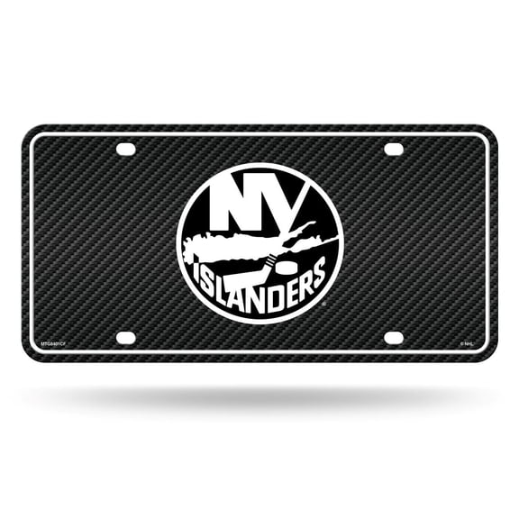 New York Hockey Islanders Carbon Fiber Design Look - Standard License Plate Auto Tag