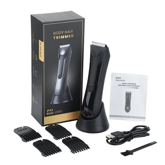 Electric Body Hair Trimmer for Men, Ball Shaver Pubic Groin Hair Trimmer Beard USB Recharge Dock Body Grooming Kit Replaceable Ceramic Blade Male Hygiene Razor Waterproof Wet/Dry