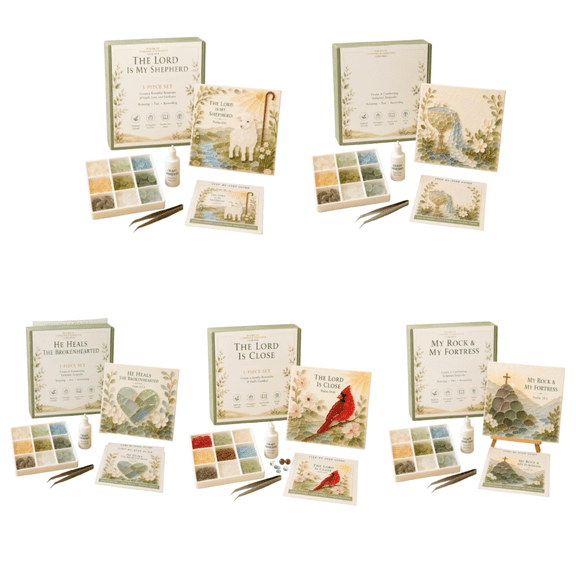 Sea Glass Art Kit DIY Faith Based Craft Beginner Friendly Scripture Wall Decor Relaxing Activity for Adults, Acrylic Material, THE Lord is My Shepherd(C)