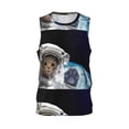thumbnail image 2 of Easygdp Cat Astronaut Men's Mesh Basketball Jersey Quick Drying Sleeveless Shirts Fitted Muscle Tank Tops Sport Round Neck T-Shirt - Large, 2 of 9