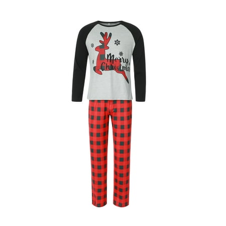 

Madjtlqy Merry Christmas Family Matching Pajamas Sets Plaid Deer Print Holiday Xmas Pjs Sleepwear