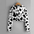 OPK73a Cropped Hoodie for Women Trendy Sweatshirts, Womens Cow Printed