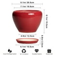 thumbnail image 7 of Ordivic 8 inch Glossy Red Ceramic Flower Pot with Drainage Hole & Saucer | Modern Round Planter for Indoor Plants & Christmas Decor, 7 of 7