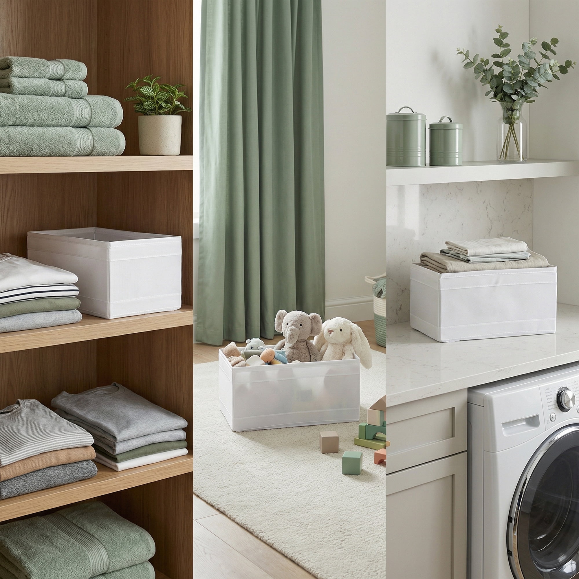 Unique Bargains 1pc Fabric Storage Bin for Shelves Closet White 11*5.5*5.1in