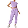 thumbnail image 1 of Womens 2 Piece Tracksuit, Cropped Top & Sweatpants with Pockets, Casual Set for Lounging/Sports, 1 of 7