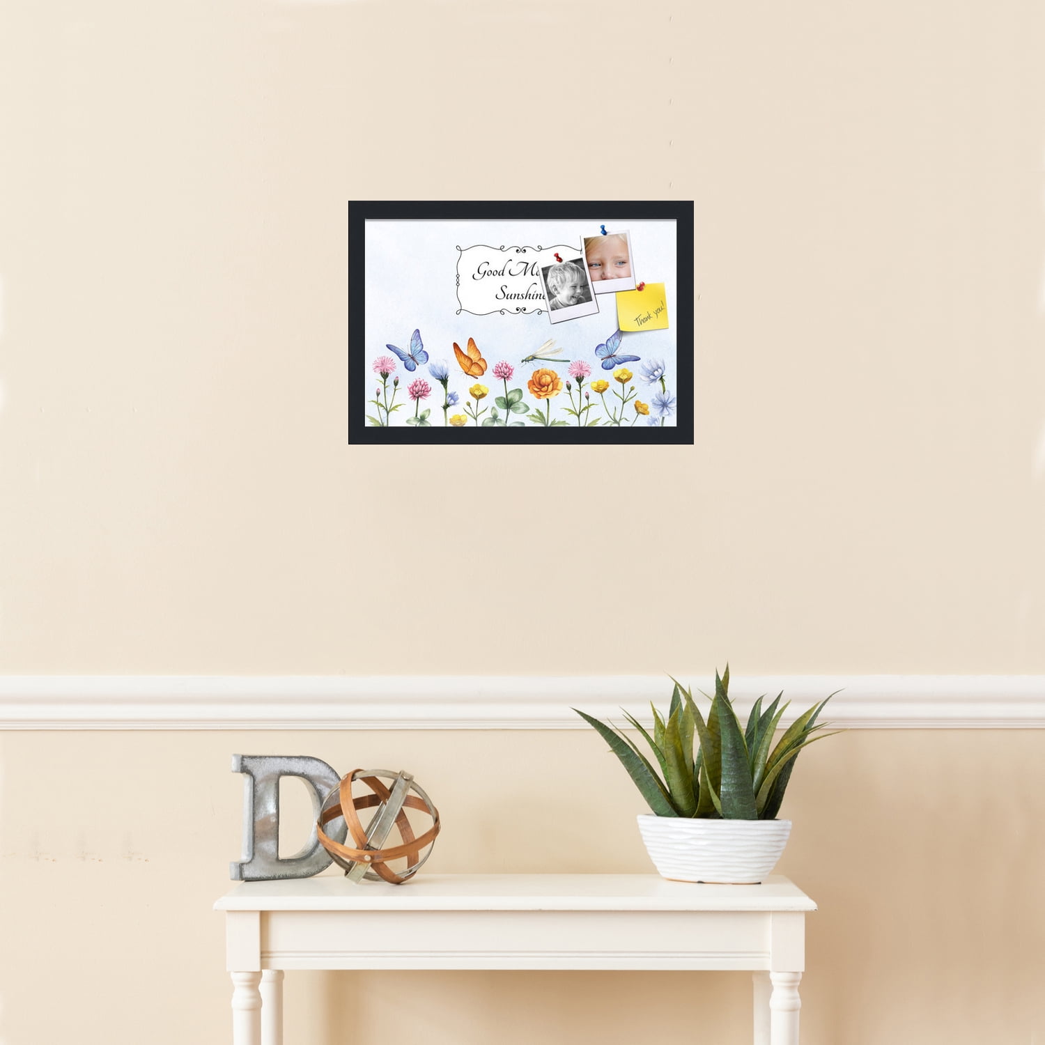PinPix 18x12 Custom Cork Bulletin Board Good Morning Sunshine Poster Board Has a Fabric Style Canvas Finish, Framed in Good Morning Sunshine, by ArtToFrames (PinPix-1494)