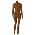 thumbnail image 5 of vastwit Womens Long Sleeve Full Length Tank Unitard Jumpsuit Bodysuit Romper Bodycon Tight Catsuit Brown M, 5 of 7