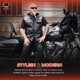 thumbnail image 3 of Daniel Smart Men’s leather vest - Premium Cowhide Motorcycle Leather Vest - Black Design with Removable hood, 3 of 6