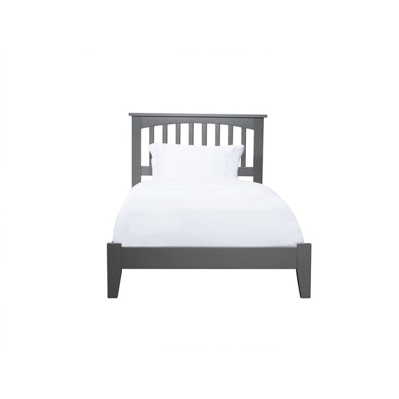 Leo & Lacey Mission Twin Solid Wood Foundation Bed in Grey