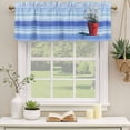 thumbnail image 2 of Blue Ombre Striped Daisy Curtain Valances for Windows, Kitchen Valance Window Treatments Panel 2 Pack, Vintage Flowers Abstract Art Rod Pocket Short Curtains for Bathroom Bedroom 42 x 12 Inch, 2 of 8