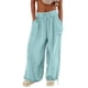 thumbnail image 4 of Pantalones Holgados Informales de Algodón para Mujer, de Pierna , con Costuras de Cordón y Bolsillos. Azul L, 4 of 9