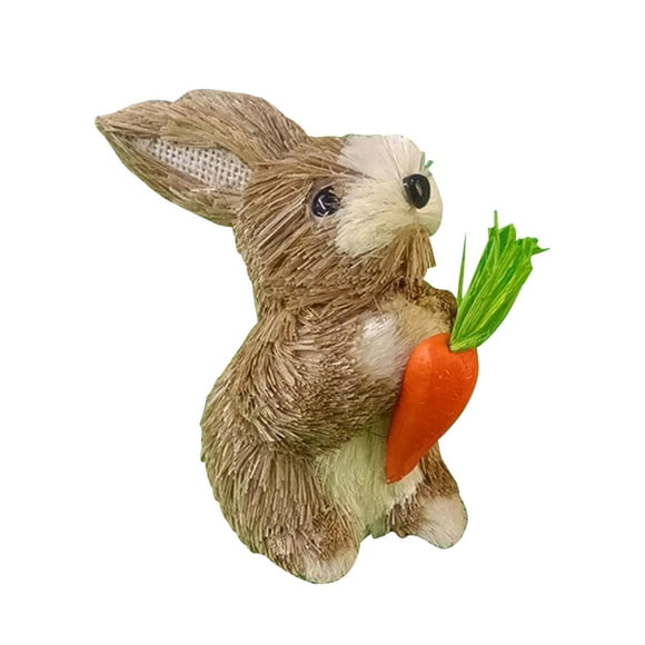 Decorative Items On The Easter Grass Rabbit Statue Table Technology Of The Grass Rabbit Holding Carrots Spring Party Table Decoration Brown