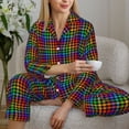 thumbnail image 6 of Salouo Rainbow Houndstooth Pattern Women's Pajamas Set Long Sleeve Button Down Sleepwear Soft Pj Lounge Sets for women 2 Piece Pjs Set with Long Pants-Medium, 6 of 7